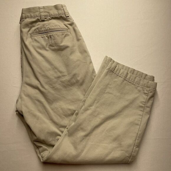 LL Bean Men's Flannel Lined Khaki Pants 31x29 (31x27) Tan Flat‎ Front - Picture 1 of 9